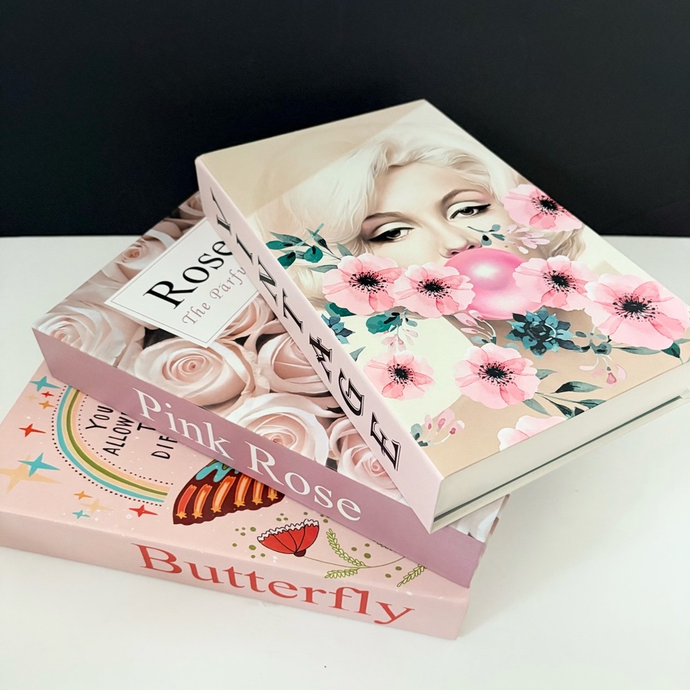 Faux Floral and Butterfly Book Set